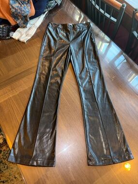 Princess Polly Vegan Leather flare front/back seams side zip sz 6